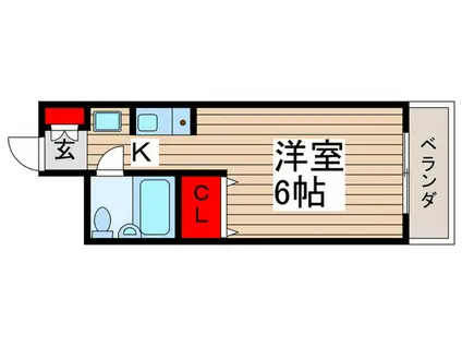 ペティパレス薬園台(1K/4階)の間取り写真