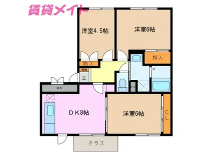サンフラワーII(3DK/1階)の間取り写真