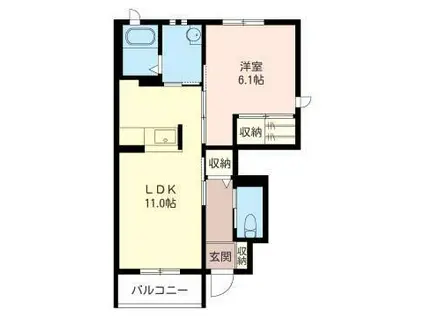 スクエアガーデンA(1LDK/1階)の間取り写真