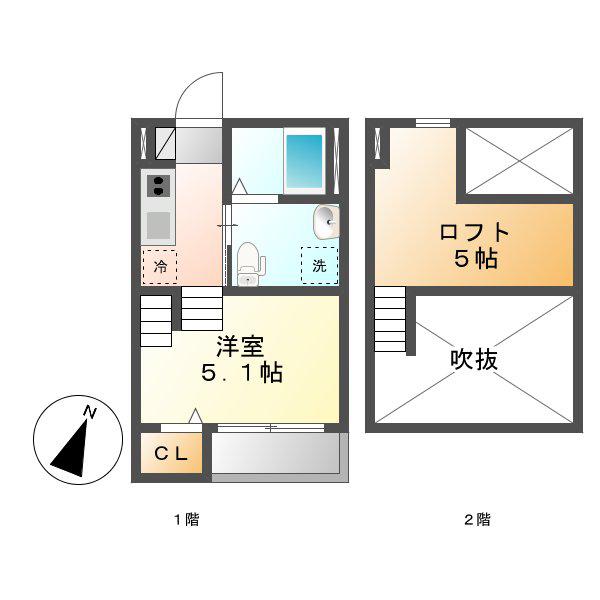 ルミエール柳森町(1K/1階)の間取り写真