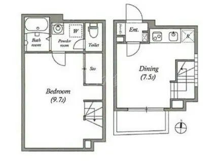 LEGALAND西小山(1DK/1階)の間取り写真