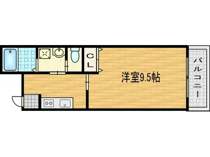 MESAVERDE壬生(1K/1階)の間取り写真