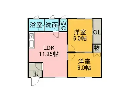 ハイツひとみ(2LDK/1階)の間取り写真