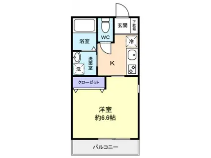 ヴァンベール緑が丘(1K/1階)の間取り写真
