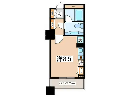 ドゥーエ横浜駅前(ワンルーム/8階)の間取り写真