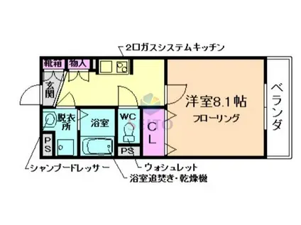 ラ・メイジュ阪大下(1K/2階)の間取り写真