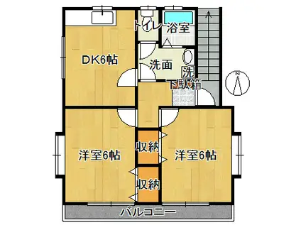 コーポ浜風(2DK/2階)の間取り写真