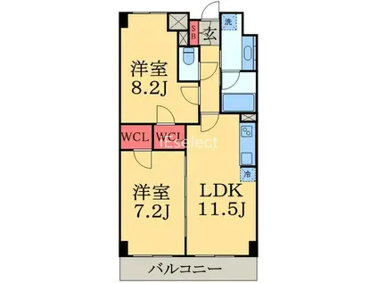 千葉ポートイースト(2LDK/7階)の間取り写真