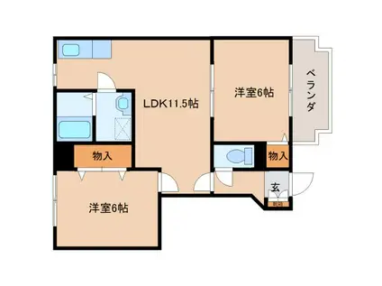 サンモールIIB(2LDK/1階)の間取り写真