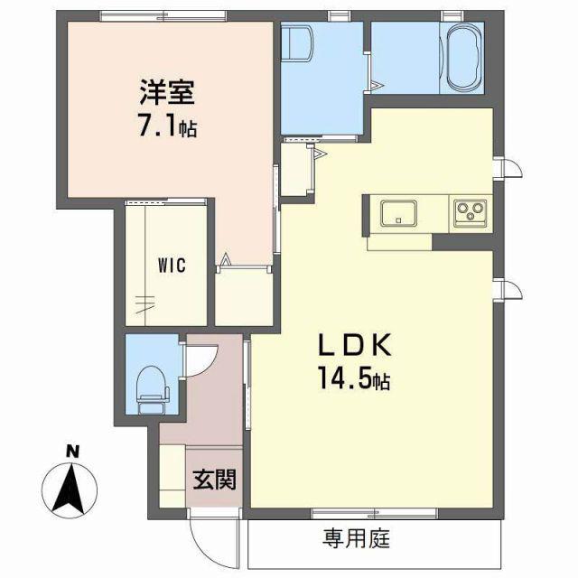ボヌール針田(1LDK/1階)の間取り写真