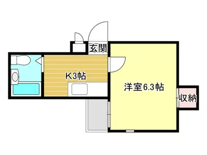 ルミシアII(1K/4階)の間取り写真