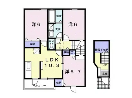 ラフォーレK(3LDK/2階)の間取り写真