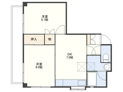 サン・ロリエ(2DK/3階)の間取り写真