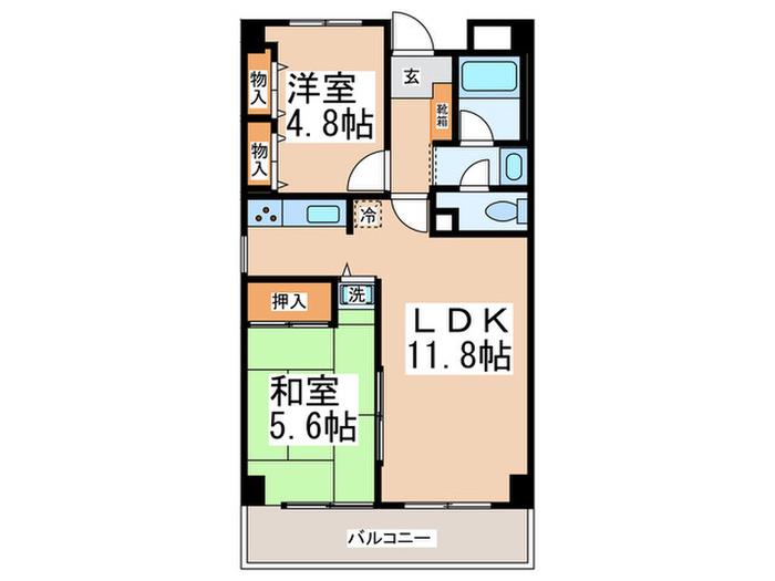 ハートピアイイダC棟(2LDK/4階)の間取り写真