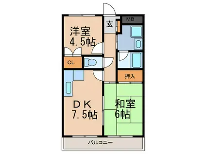 シャトードール(2DK/3階)の間取り写真