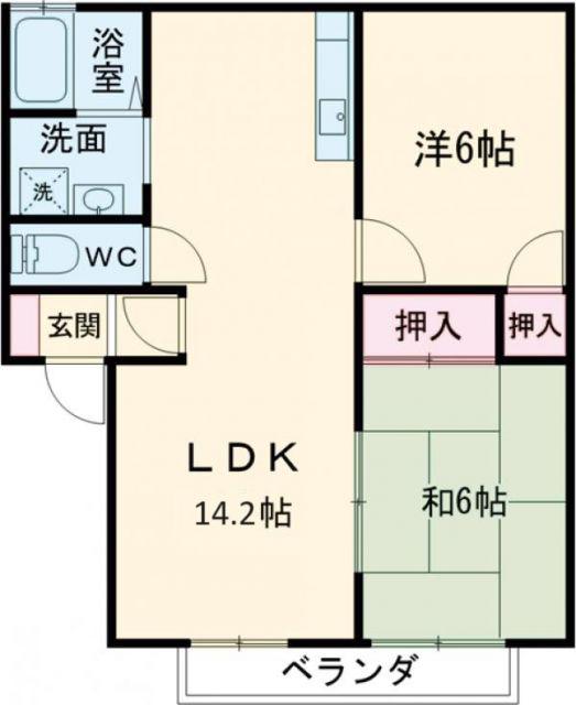 プロムナードK(2LDK/1階)の間取り写真
