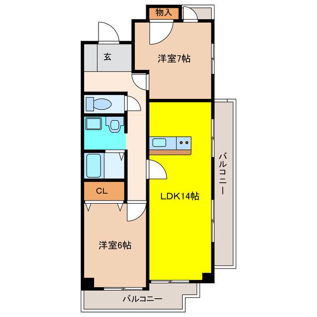 メゾン深山(2LDK/2階)の間取り写真