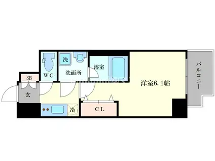 LC天王寺ヒルズ(1K/2階)の間取り写真