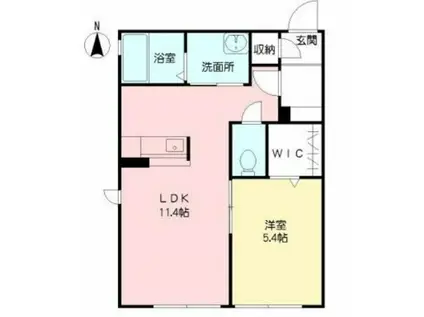 アンソレイユ II棟(1LDK/2階)の間取り写真