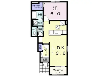 ドゥ アーブル(1LDK/1階)の間取り写真