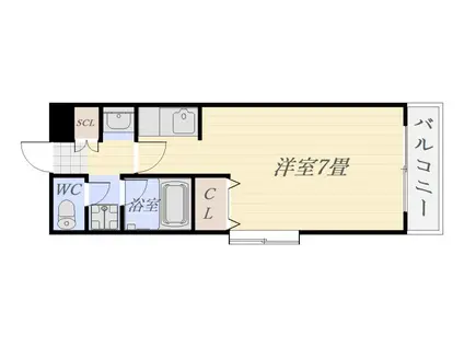 ビバリーズ21 B棟(ワンルーム/2階)の間取り写真