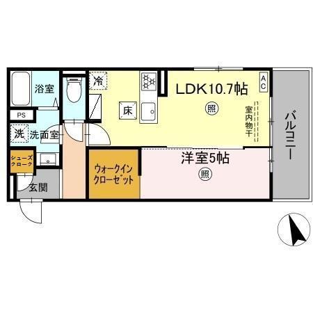 PREMILIFE須賀II(1LDK/1階)の間取り写真