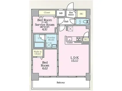 LUXENAPAWS南行徳(2LDK/8階)の間取り写真