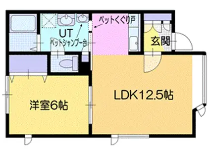 シュシュII(1LDK/2階)の間取り写真