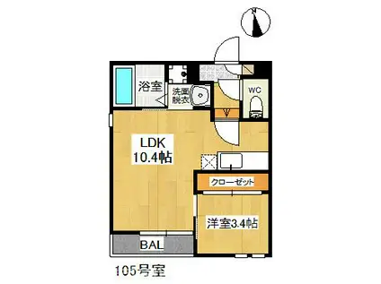 GRANDTIC K1(1LDK/1階)の間取り写真