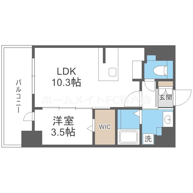 LOUIS RESIDENCE弁天町(1LDK/7階)の間取り写真