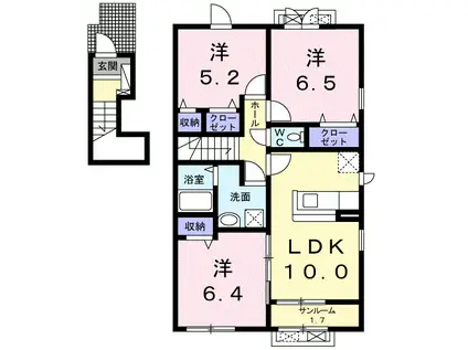 プレジュールII(3LDK/2階)の間取り写真