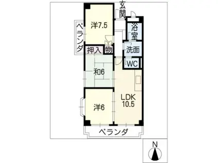 藤マンション(3LDK/1階)の間取り写真