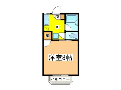 グランドハイツA棟(1K/1階)の間取り写真