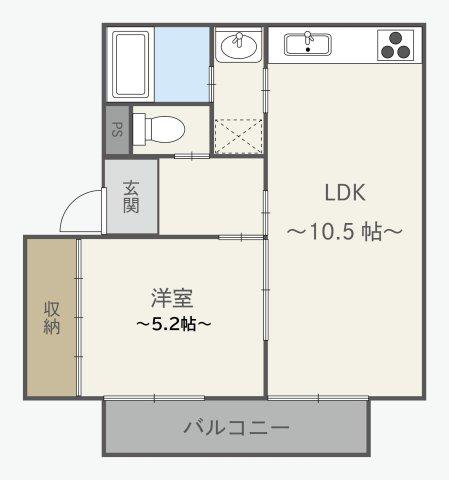春と彩りのルミエール(1LDK/2階)の間取り写真