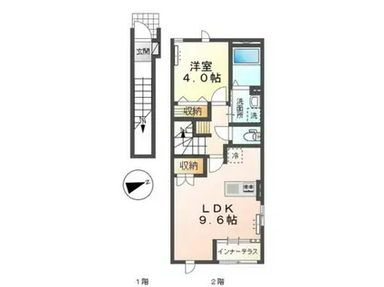 シューメゾン(1LDK/2階)の間取り写真