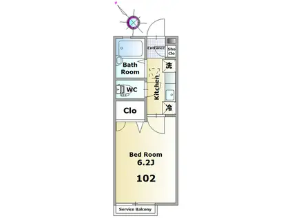 グリーンヴィラ(1K/1階)の間取り写真