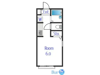 洋風ハイツ(ワンルーム/1階)の間取り写真