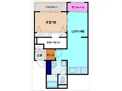 シャンドマルス(1LDK/2階)の間取り写真