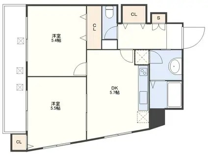リバーサイド岩永(2DK/3階)の間取り写真