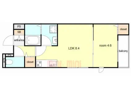 LA-CREA浜C棟(1LDK/3階)の間取り写真