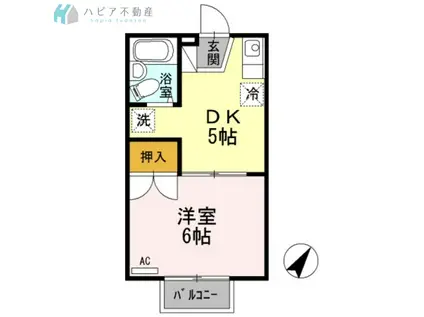 メイゾンベルサA(1DK/2階)の間取り写真