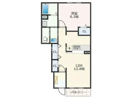 メゾンドデリエール(1LDK/1階)の間取り写真