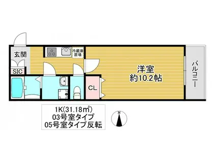 CASA徳庵(1K/3階)の間取り写真