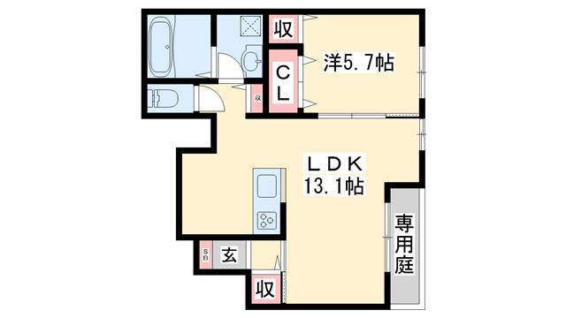 ソフィア ルミエールII(1LDK/1階)の間取り写真