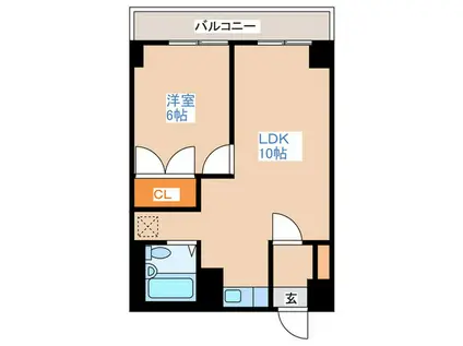 ノースポール北大前(1LDK/4階)の間取り写真