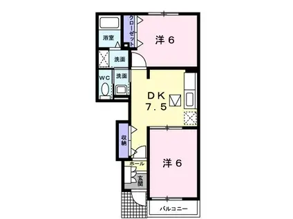 サニーヒルズ A(2DK/1階)の間取り写真