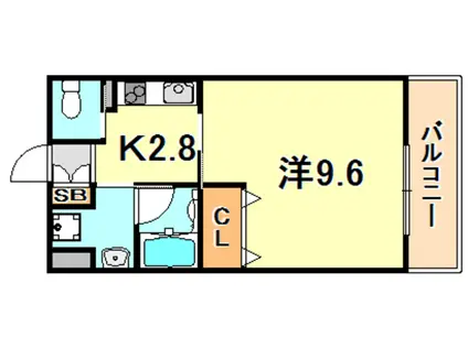 レゾナンス芦屋(1K/1階)の間取り写真