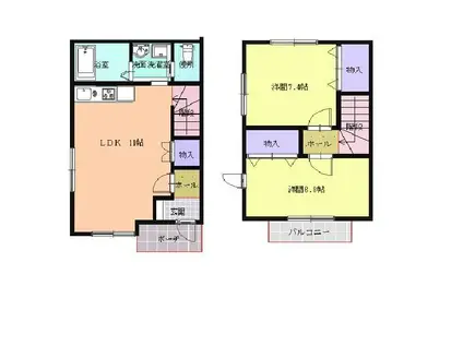 タウンハウスパステル(2LDK/1階)の間取り写真