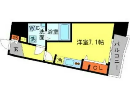 AFFLUENCE難波(ワンルーム/11階)の間取り写真