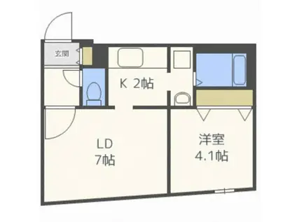 ヴィヴレ平岸(1LDK/4階)の間取り写真